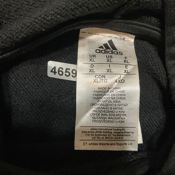 Adidas Men Hoodie size XL Black Long Sleeve Kangaroo Pouch Active Pullover - Picture 2 of 9